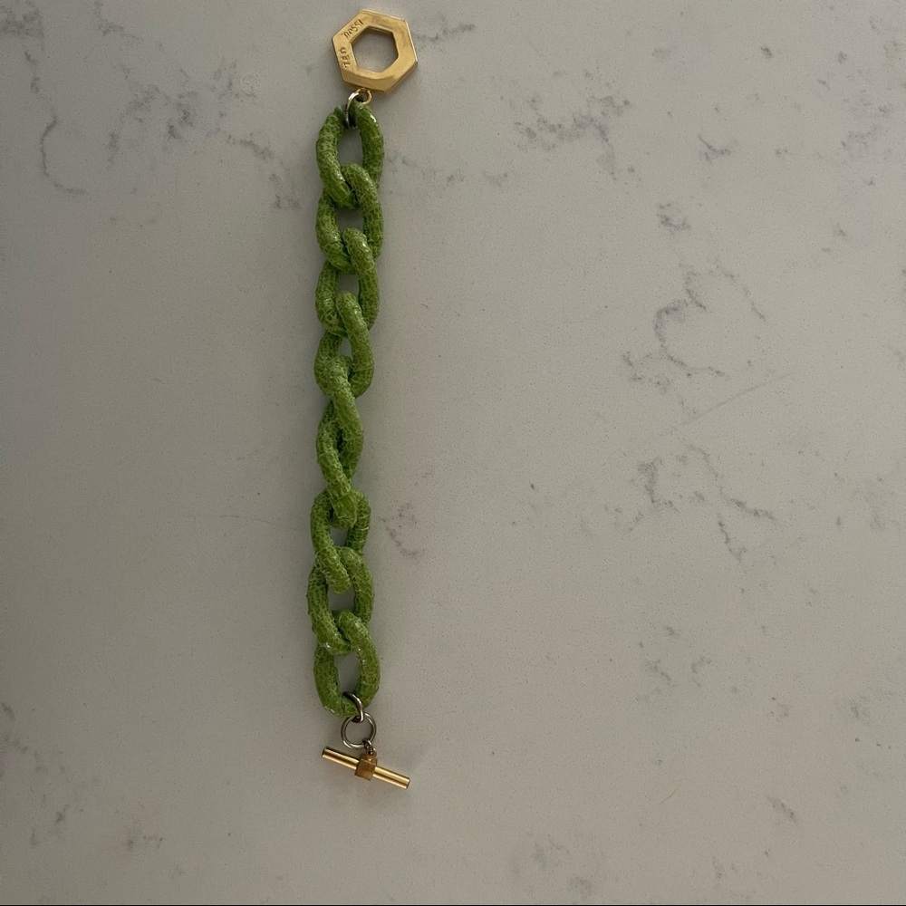 Ted Rossi Twisted Green Python Link Bracelet - image 3